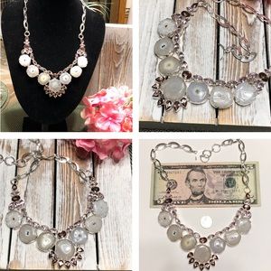 Solar Quartz, African Amethyst & Rose Quartz Bib